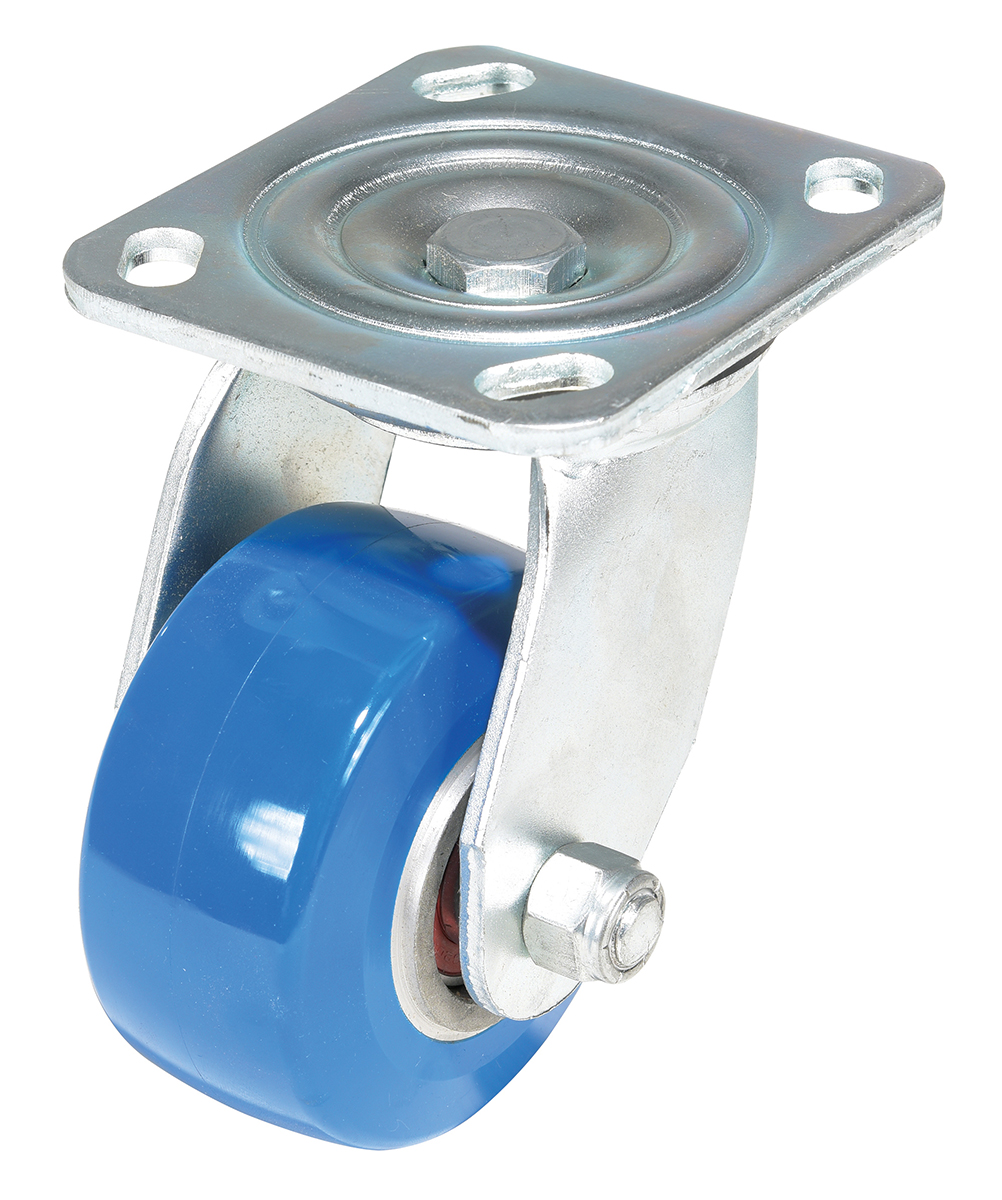 Vestil Polyurethane Precision Ball Bearing Swivel Caster - 4 In. Diameter x 2 In. Width 551 lb - Blue/Gray
