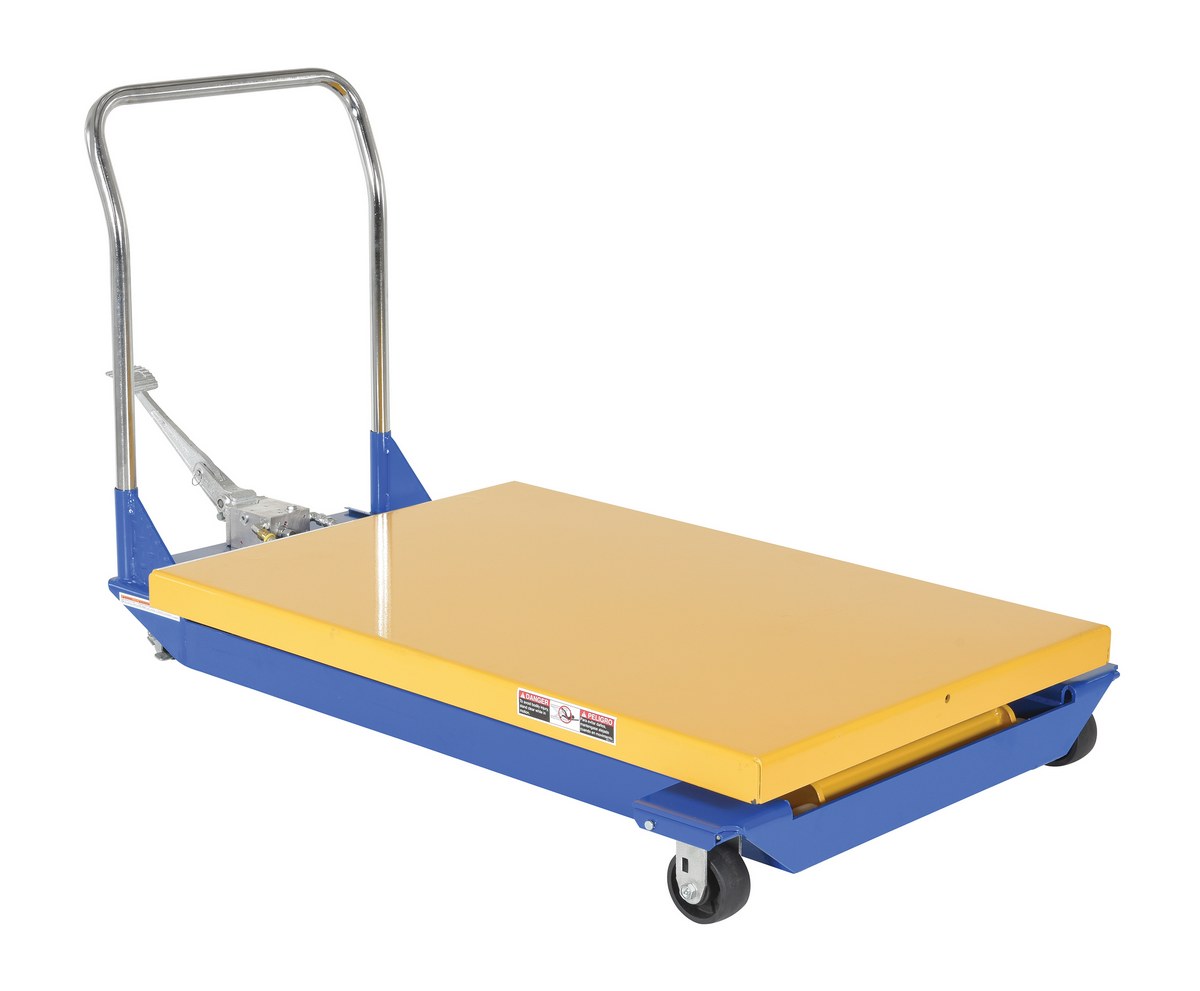 Vestil Steel Foot Pump Powered Scissor Cart - 48 In. x 32 In. 1000 lb Blue / - Yellow