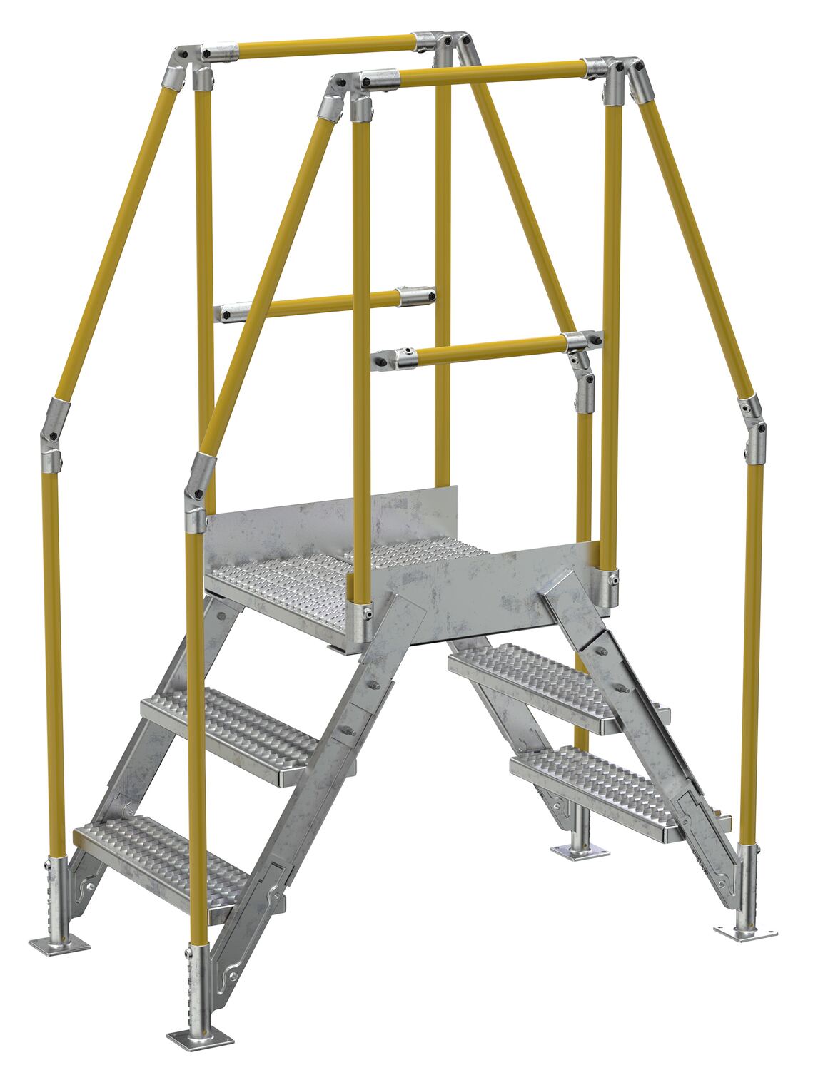 Vestil Galvanized Steel Crossover Ladder - 3 Step 23-1/2 In. x 24 In. 500 lb - Silver