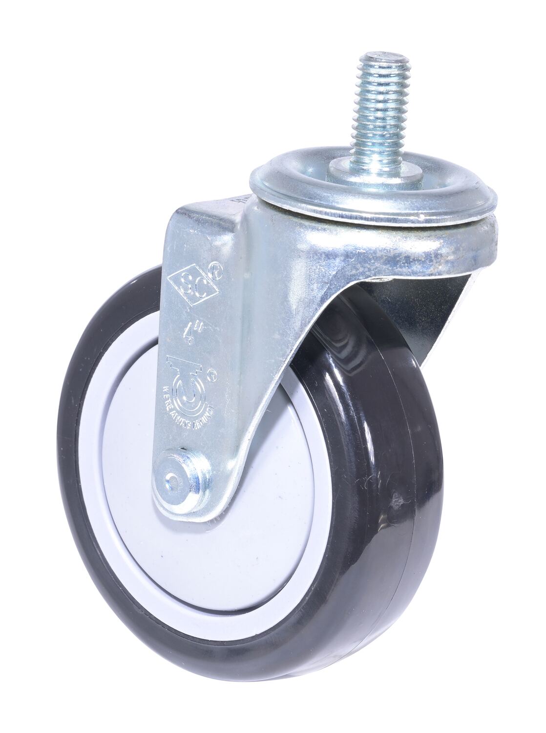 Vestil Polyurethane/Polyolefin Swivel Caster - 4 Inch Diameter x 1-1/4 Inch Width 350 lb - Black/Gray