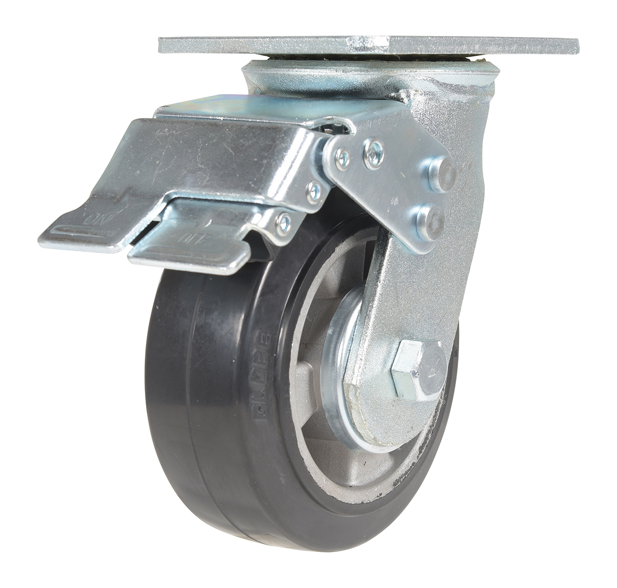 Vestil Rubber Swivel With Total Brake Caster - 5 In. Diameter x 2 In. Width 661 lb Dark - Black/Gold