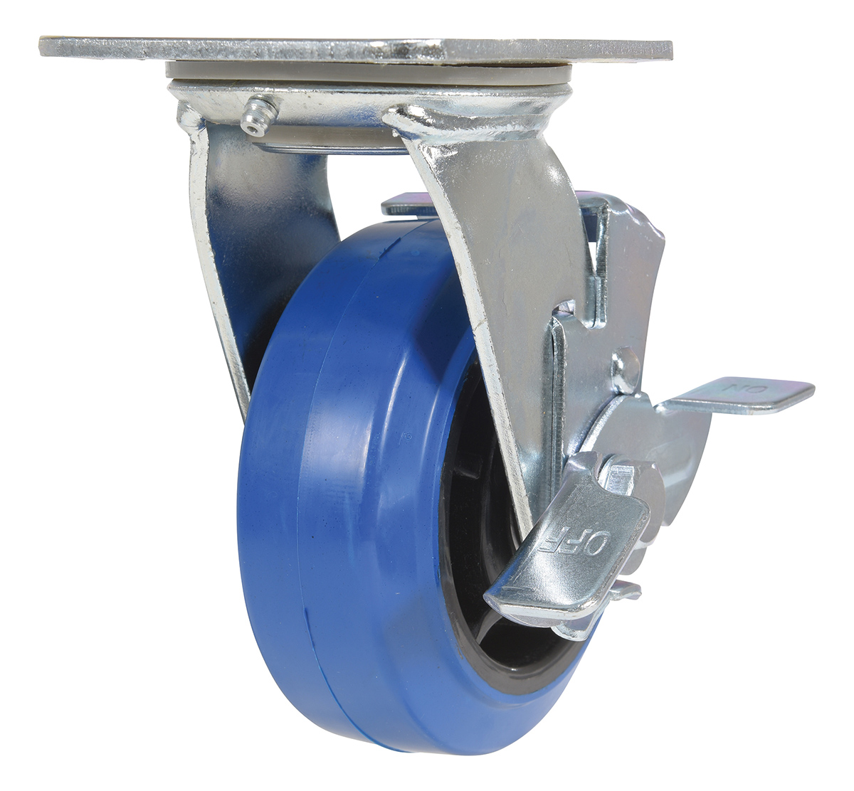 Vestil Elastic Rubber Swivel With Brake Caster - 5 In. Diameter x 2 In. Width 550 lb - Blue/Black