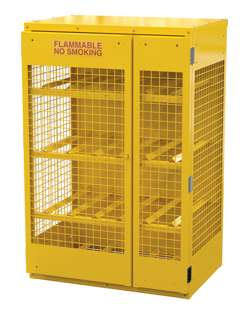 Vestil Steel Knockdown Horizontal Cylinder Cabinet - 32 In. x 45 In. x 68-1/4 In. 12 Cylinder - Yellow
