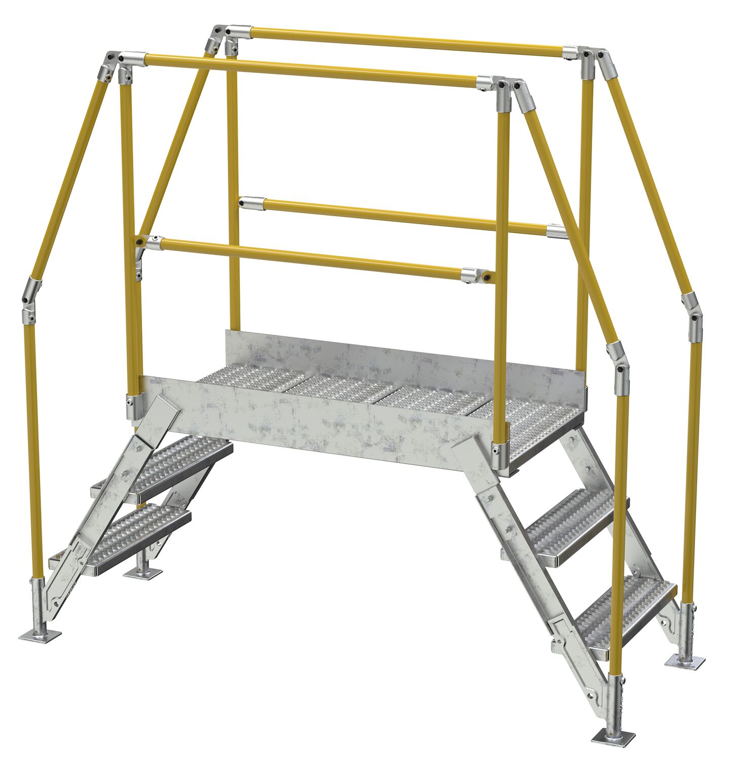 Vestil Galvanized Steel Crossover Ladder - 3 Step 23-1/2 In. x 48 In. 500 lb - Silver
