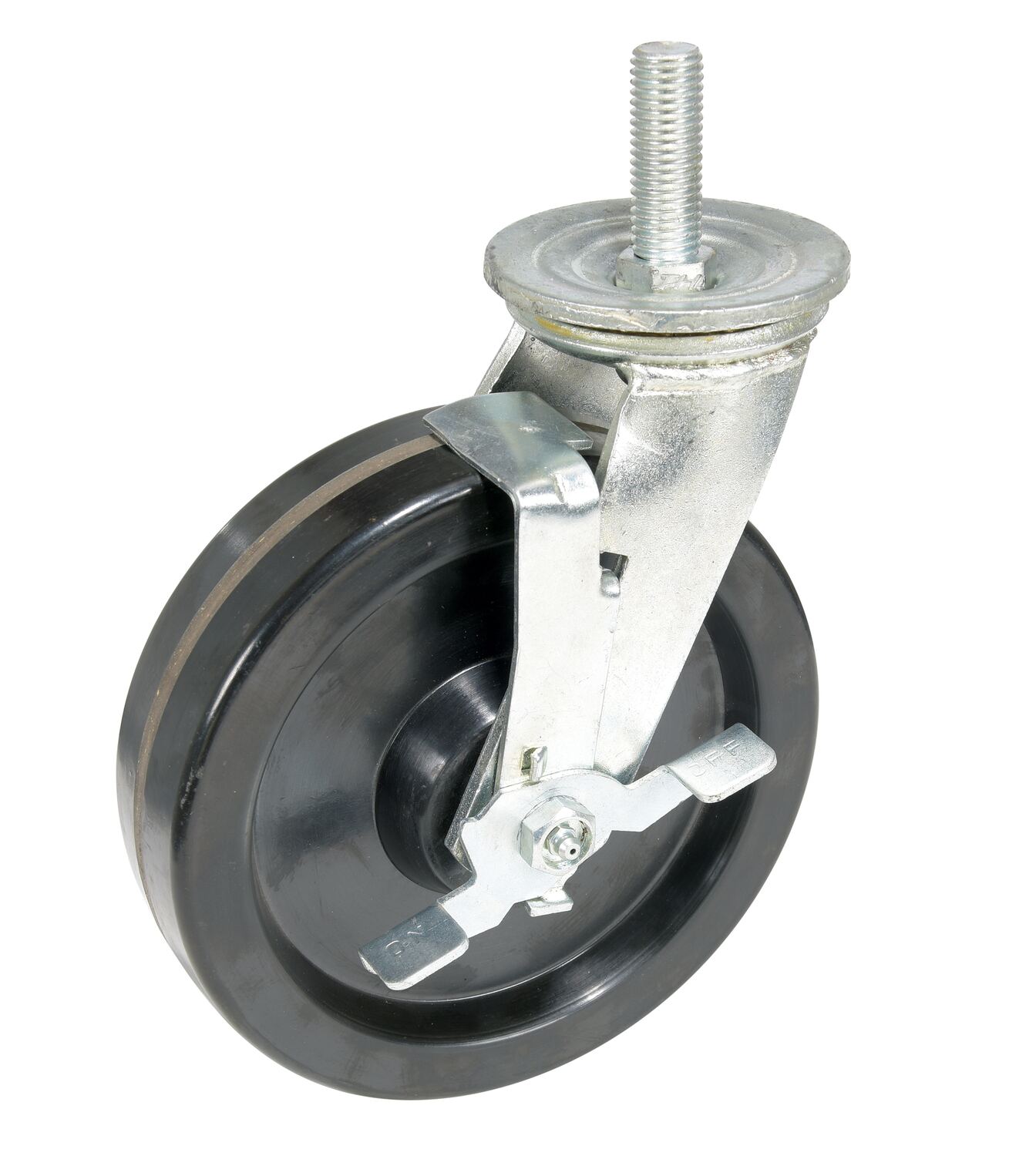 Vestil Phenolic Stem Swivel With Side Brake Caster - 8 In. Diameter x 2 In. Width 1300 lb - Black/Silver