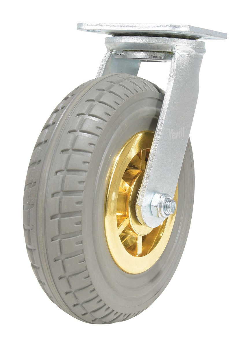 Vestil Flat-Free Swivel Caster - 8 In. Diameter x 2 In. Width 661 lb Dark - Gray/Gold