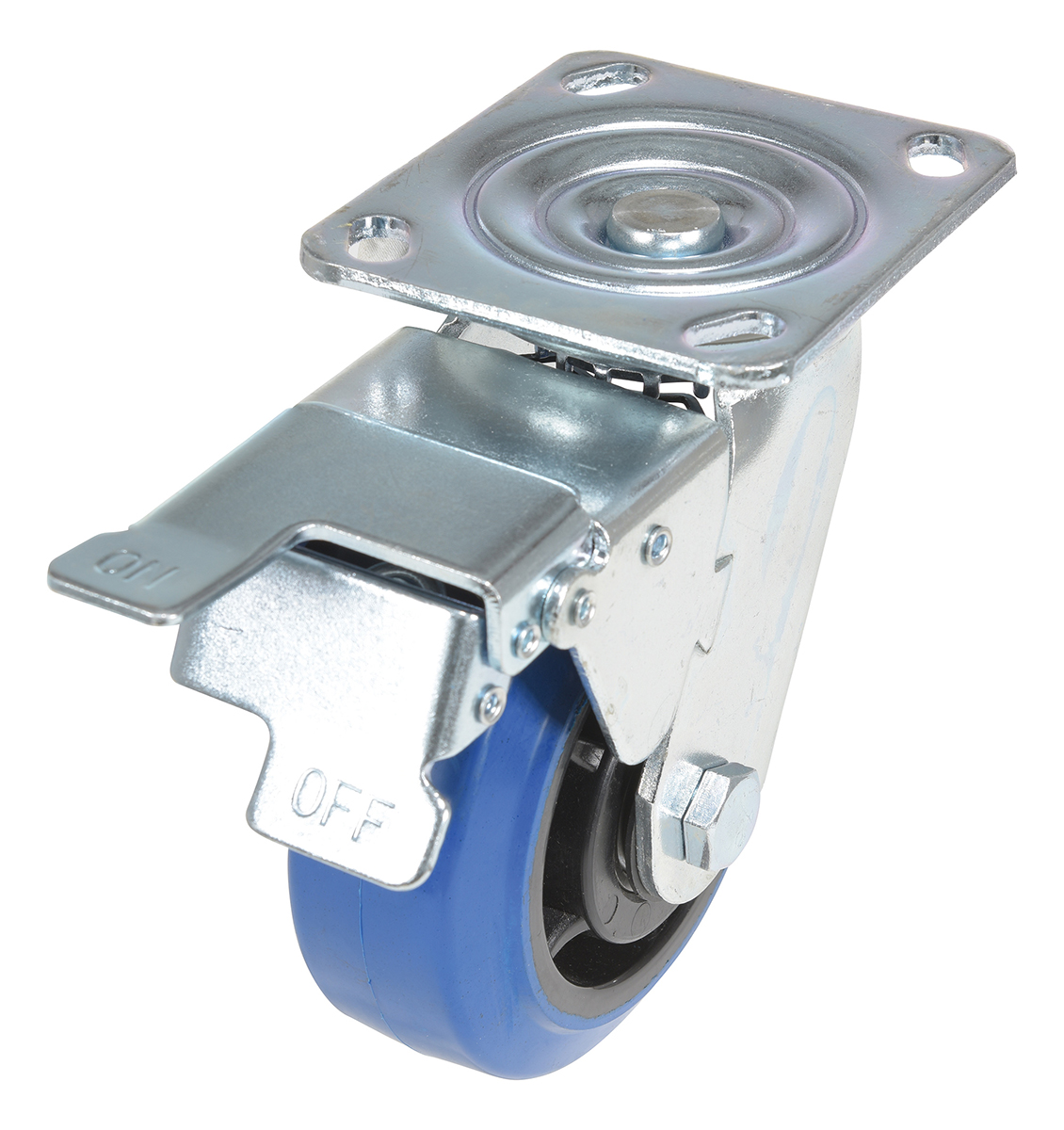 Vestil Elastic Rubber Swivel With Total Brake Caster - 5 In. Diameter x 2 In. Width 550 lb - Blue/Black