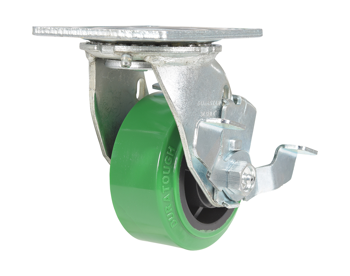 Vestil Polyurethane Swivel With Brake Caster - 4 In. Diameter x 2 In. Width 700 lb - Green/Black