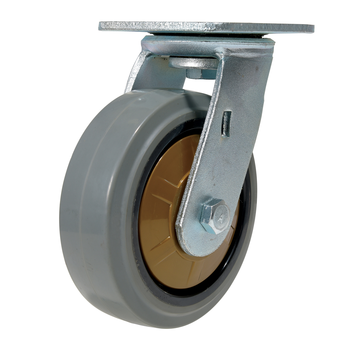 Vestil Rubber Swivel Caster - 6 In. Diameter x 2 In. Width 771 lb Dark - Gray/Gold
