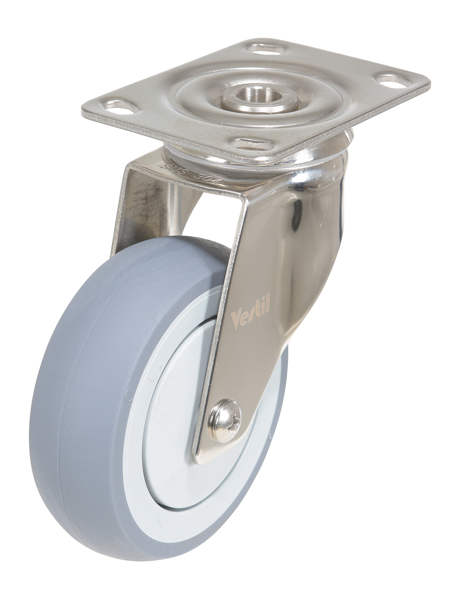 Vestil Thermoplastic Rubber Swivel Caster - 4 In. Diameter x 1 In. Width 450 lb - Gray
