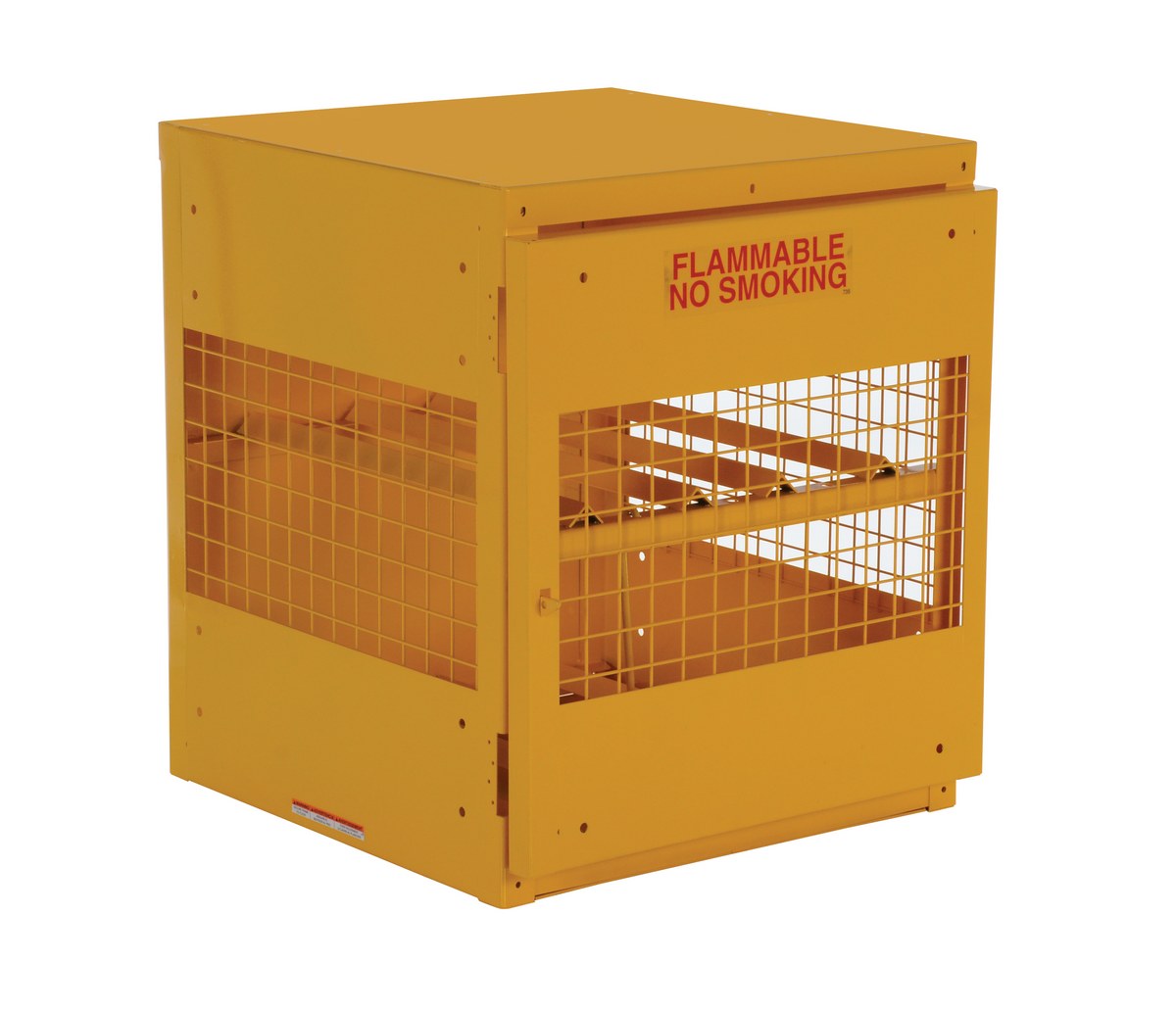 Vestil Steel Horizontal Cylinder Cabinet - 32 In. x 30 In. x 35-1/4 In. 4 Cylinder - Yellow