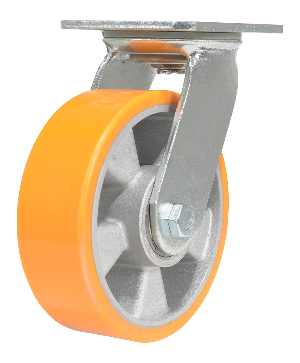 Vestil Polyurethane Swivel Caster - 6 In. Diameter x 2 In. Width 1212 lb - Orange/Silver