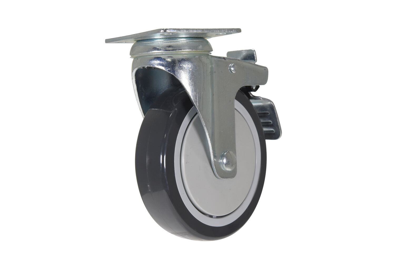 Vestil Polyurethane Swivel With Total Brake Caster - 5 In. Diameter x 1 In. Width 330 lb Dark Gray/Light - Gray