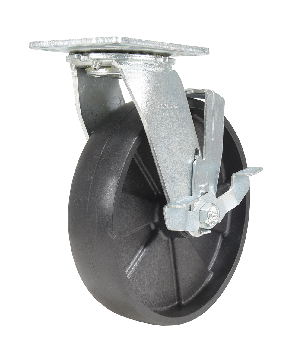 Vestil Glass Filled Nylon Swivel With Brake Caster - 8 In. Diameter x 2 In. Width 1250 lb - Black