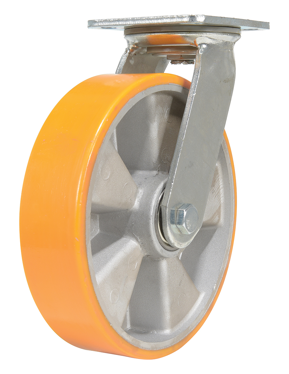 Vestil Polyurethane Swivel Caster - 8 In. Diameter x 2 In. Width 1543 lb - Orange/Silver