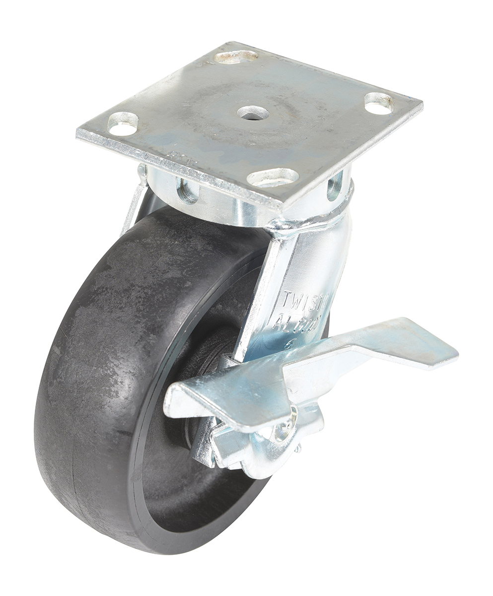 Vestil Heavy Duty Glass Filled Nylon Swivel With Brake Caster - 6 In. Diameter x 2 In. Width 2000 lb - Black