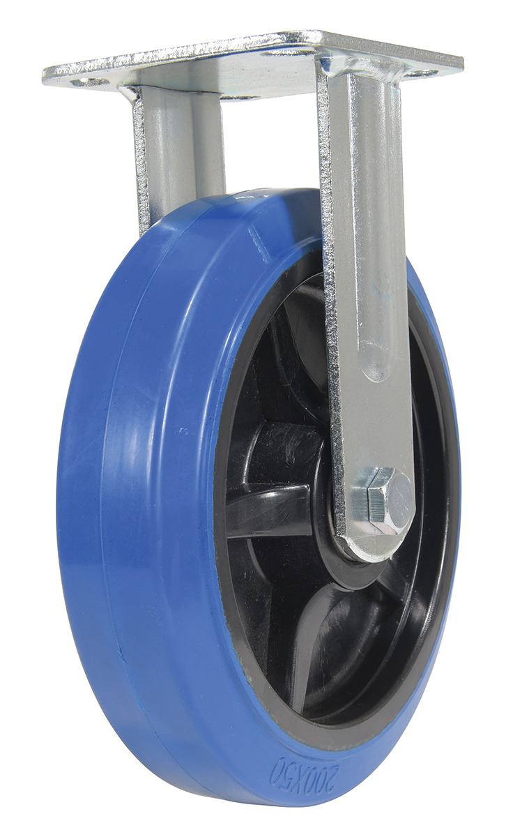 Vestil Elastic Rubber Rigid Caster - 8 In. Diameter x 2 In. Width 770 lb - Blue/Black