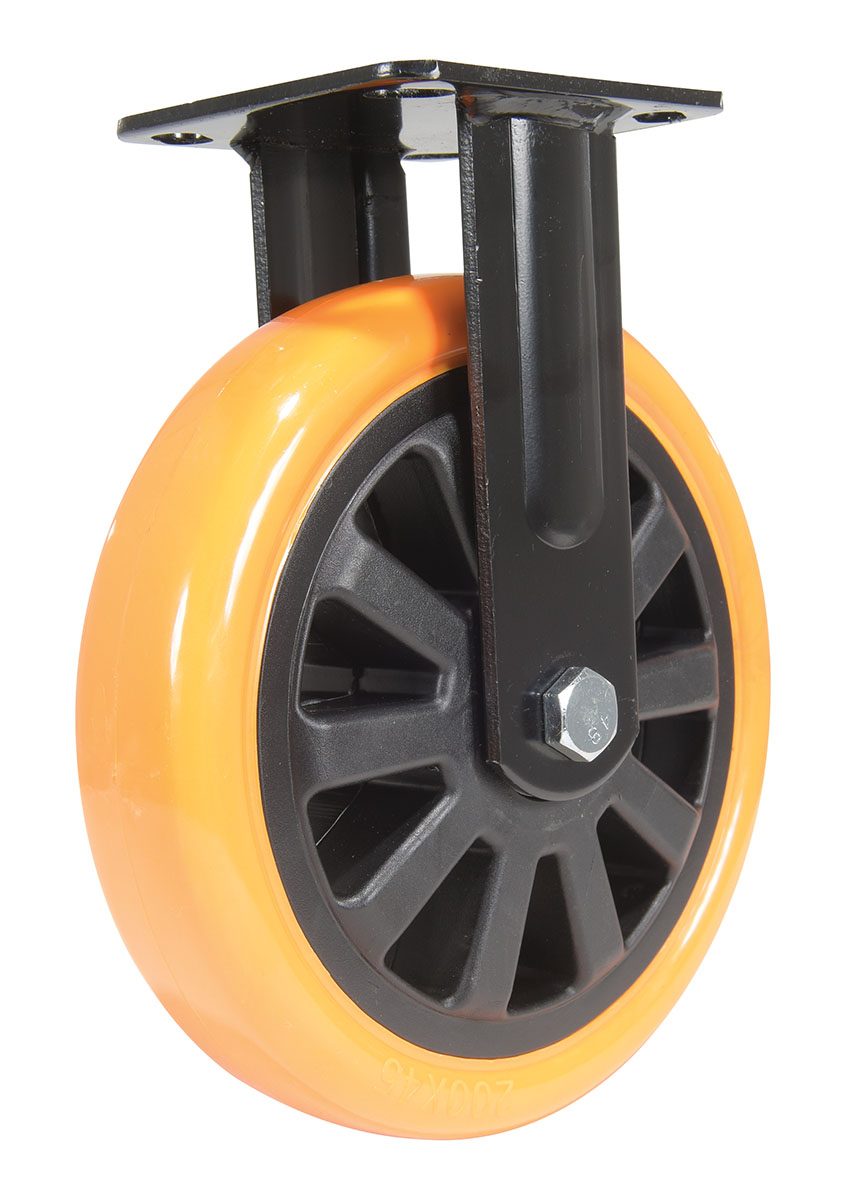 Vestil Polyurethane Rigid Caster - 8 In. Diameter x 2 In. Width 902 lb - Orange/Black