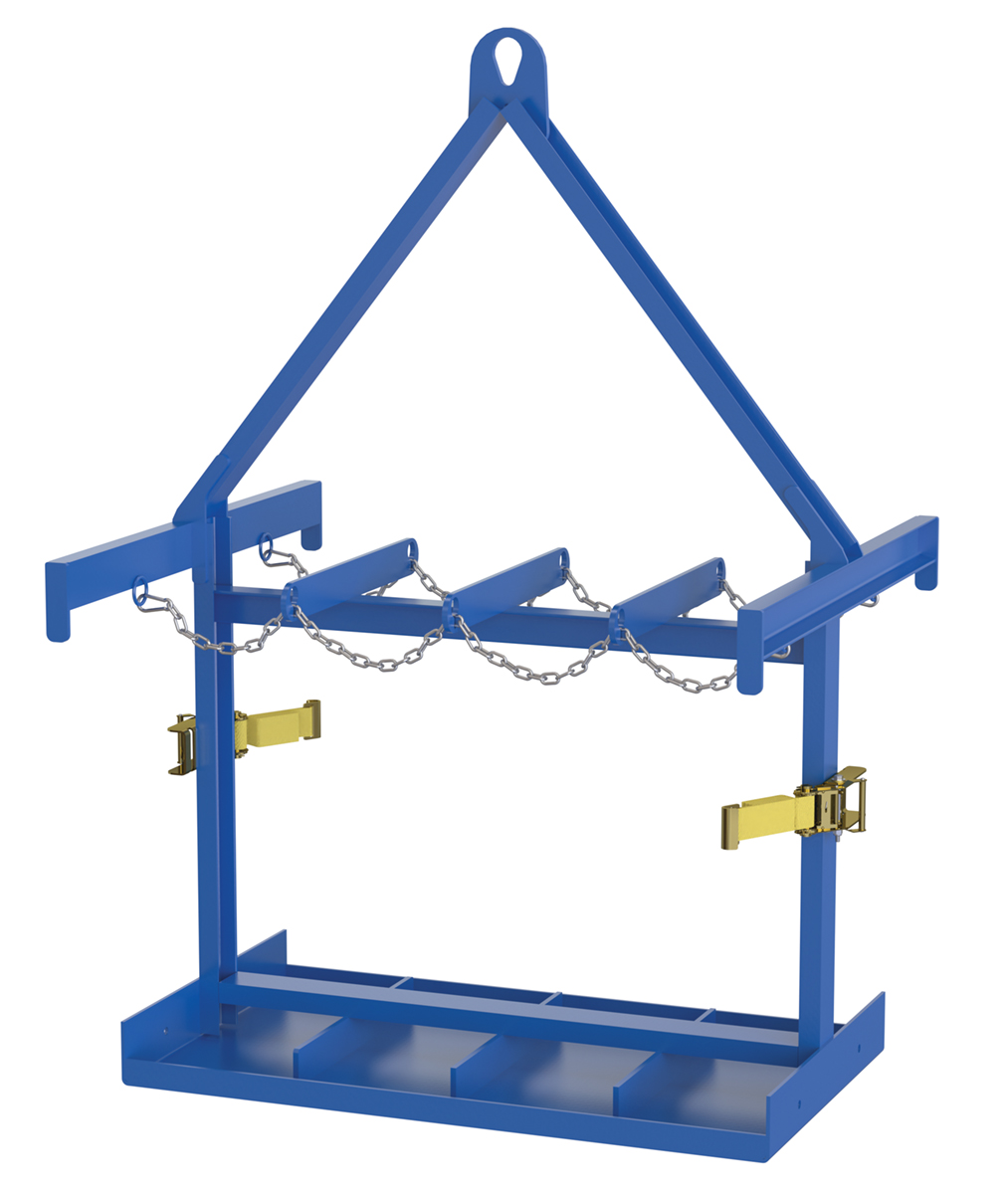 Vestil Steel Cylinder Caddy with Overhead Lifting Assembly - 8 Maximum Cylinders 800 lb - Blue