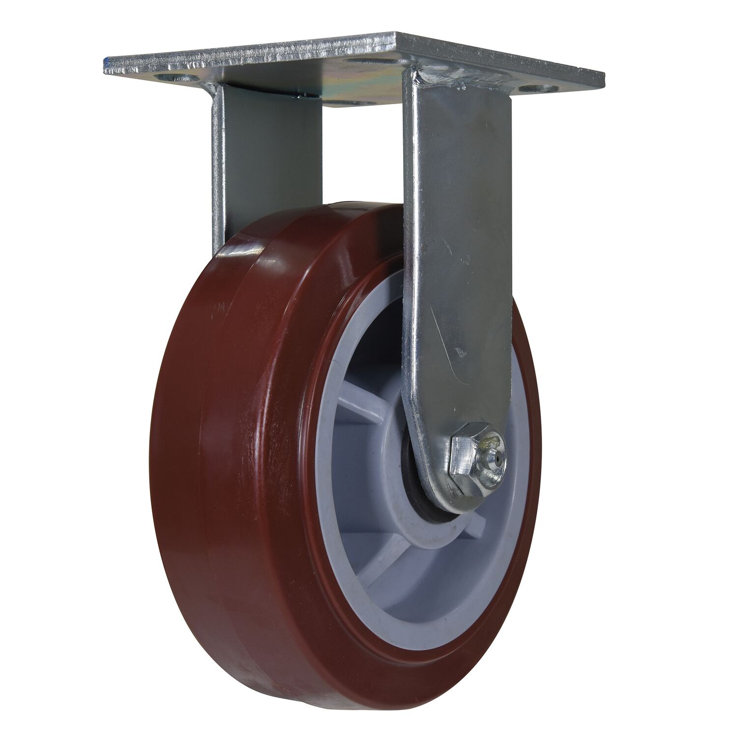 Vestil Polyurethane Rigid Caster - 6 In. Diameter x 2 In. Width 720 lb - Maroon/Gray