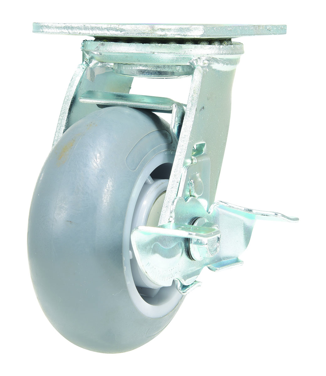 Vestil Thermoplastic Swivel With Brake Rigid Caster - 5 In. Diameter x 2 In. Width 551 lb Light - Gray