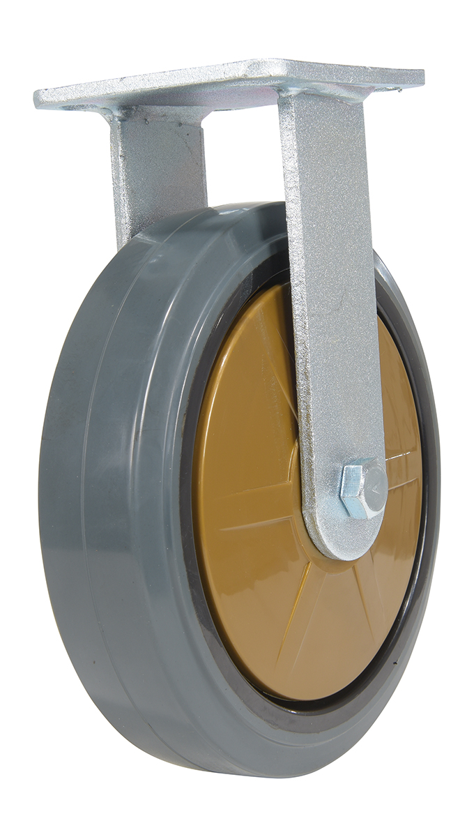 Vestil Rubber Rigid Caster - 8 In. Diameter x 2 In. Width 881 lb Dark - Gray/Gold