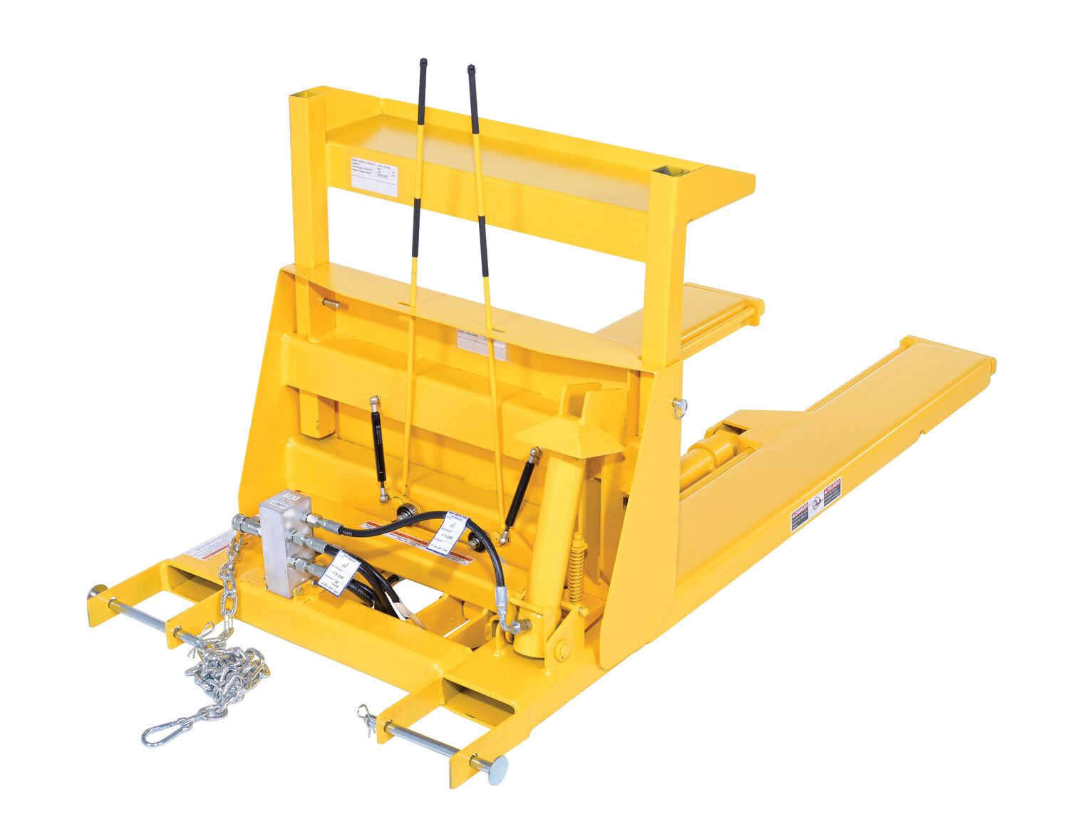 Vestil Steel Hydraulic Powered Fork Truck Crate Turner/Dumper - 67-1/4 In. x 30-1/4 In. x 34-15/16 In. 3,000 lb - Yellow