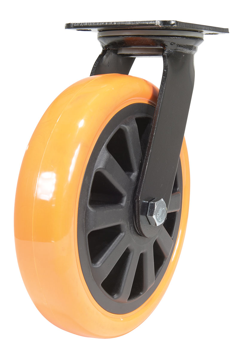 Vestil Polyurethane Swivel Caster - 8 In. Diameter x 2 In. Width 902 lb - Orange/Black