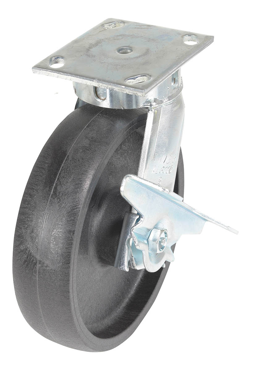 Vestil Heavy Duty Glass Filled Nylon Swivel With Brake Caster - 8 In. Diameter x 2 In. Width 2000 lb - Black