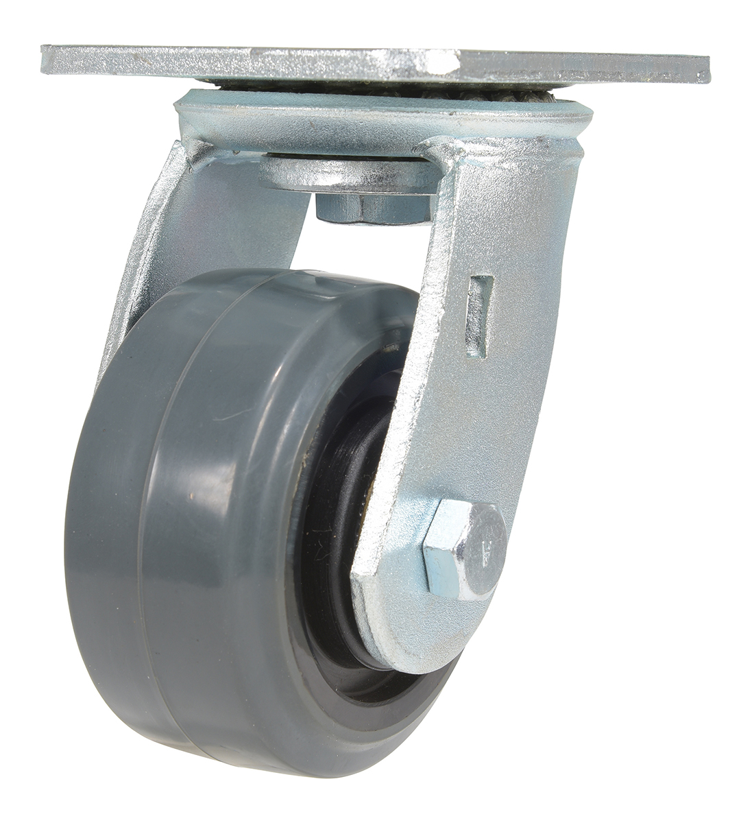 Vestil Rubber Swivel Caster - 4 In. Diameter x 2 In. Width 551 lb Dark - Gray/Gold