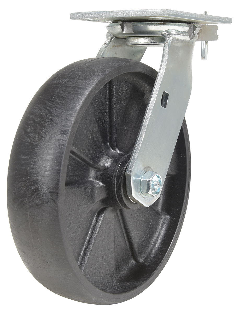 Vestil RollX Glass Filled Nylon Swivel With - 4-Position Lock Caster 8 In. Diameter x 2 In. Width 1250 lb - Black