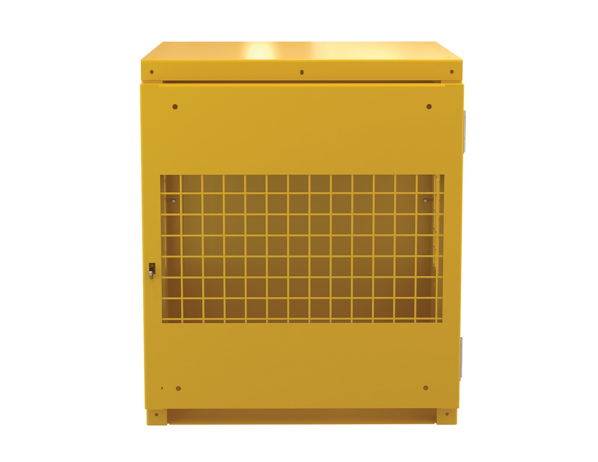 Vestil Steel Vertical Cylinder Cabinet - 32 In. x 30 In. x 35-1/4 In. 4 Cylinder - Yellow
