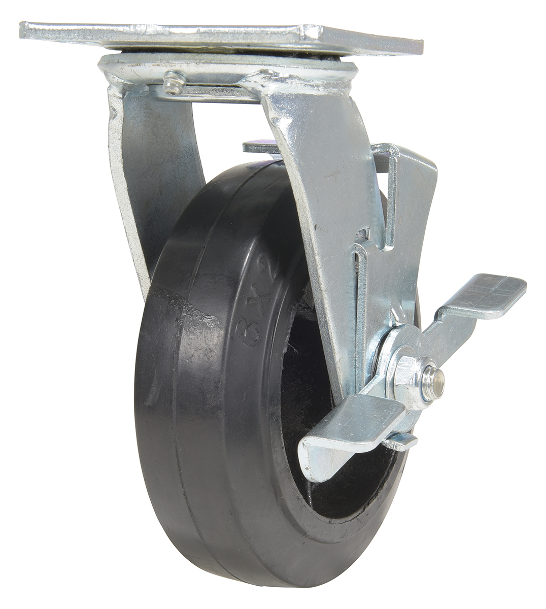 Vestil Rubber Swivel With Brake Caster - 6 In. Diameter 2 In. Width 550 lb - Black