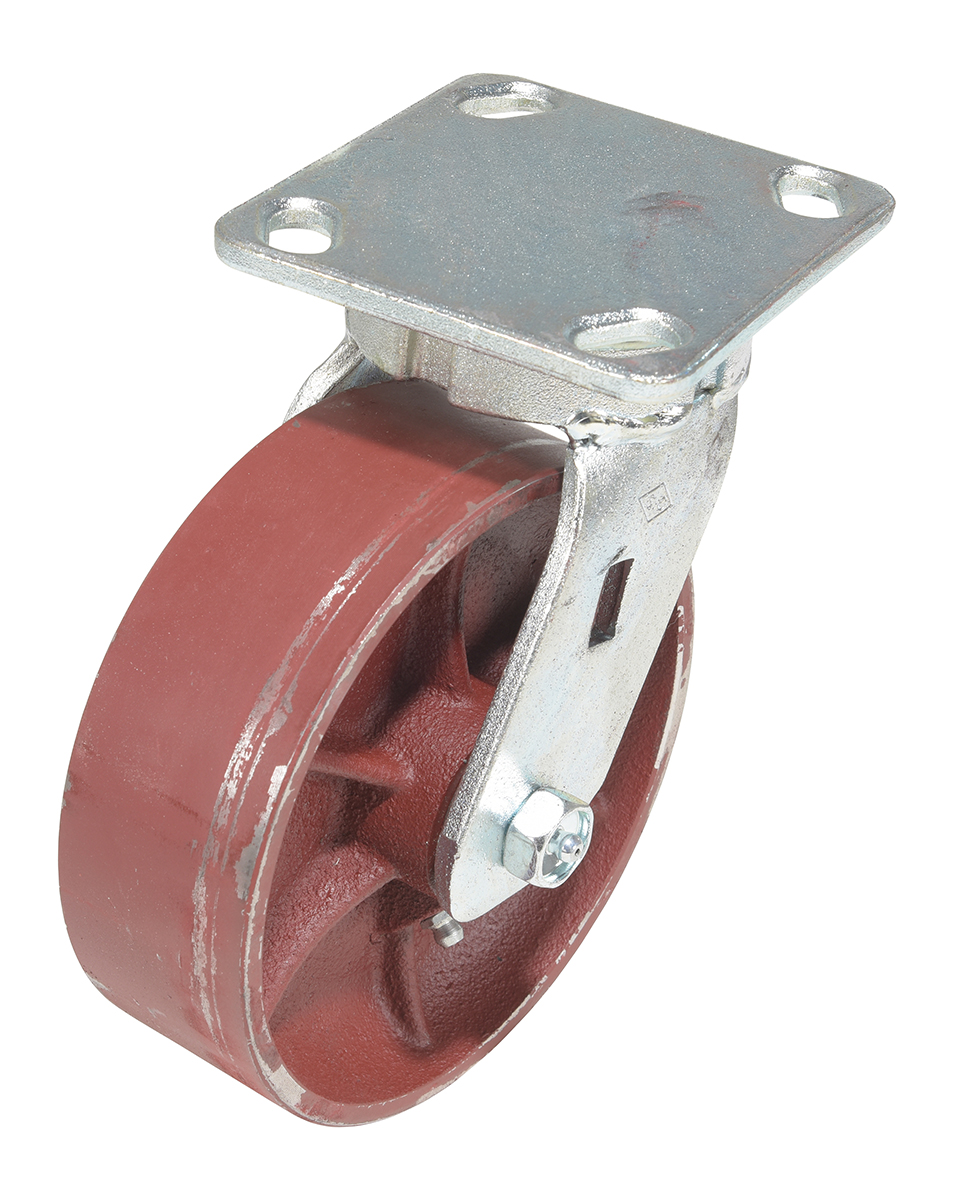 Vestil Cast Iron/Steel Swivel Caster - 6 In. Diameter x 2 In. Width 2000 lb - Maroon