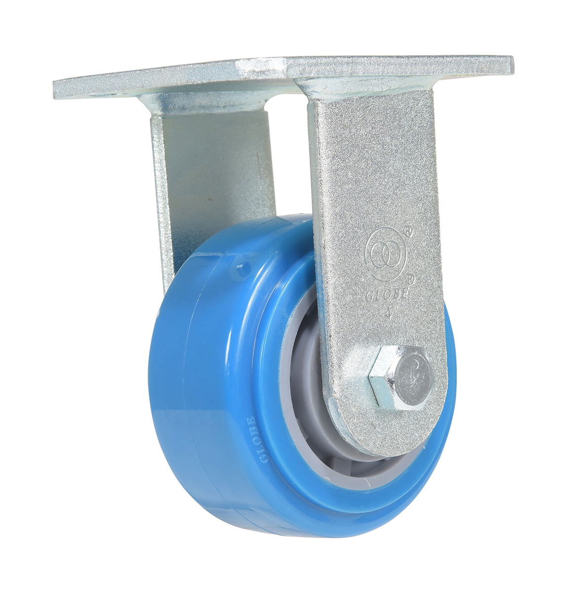 Vestil Polyurethane Rigid Caster - 4 In. Diameter x 2 In. Width 617 lb Light - Blue/Gray