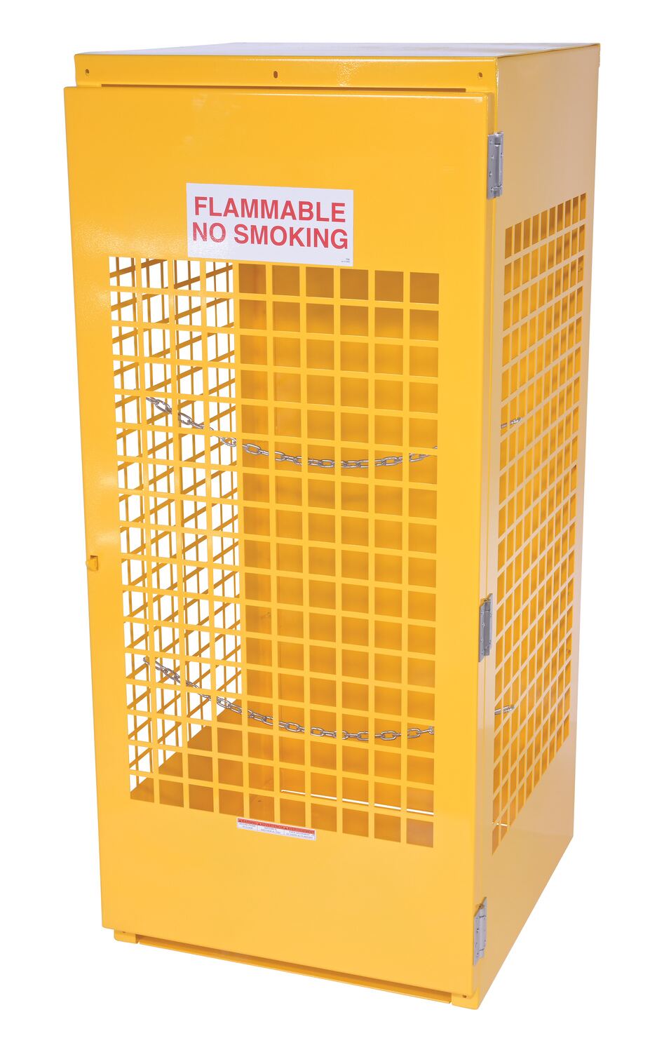 Vestil Steel Vertical Cylinder Cabinet - 32 In. x 30 In. x 68-1/4 In. 5-10 Cylinder - Yellow