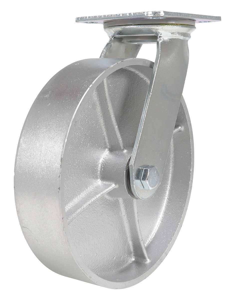 Vestil Cast Iron/Steel Swivel Caster - 8 In. Diameter x 2 In. Width 1760 lb - Silver