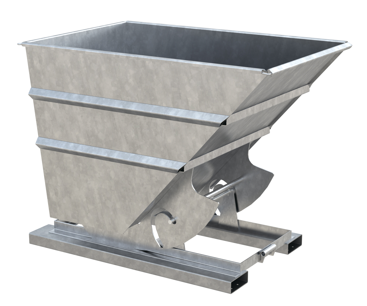 Vestil Steel Heavy Duty No Bump and Dump Hopper - 1-1/2 Cubic Yard 6000 lb - Galvanized