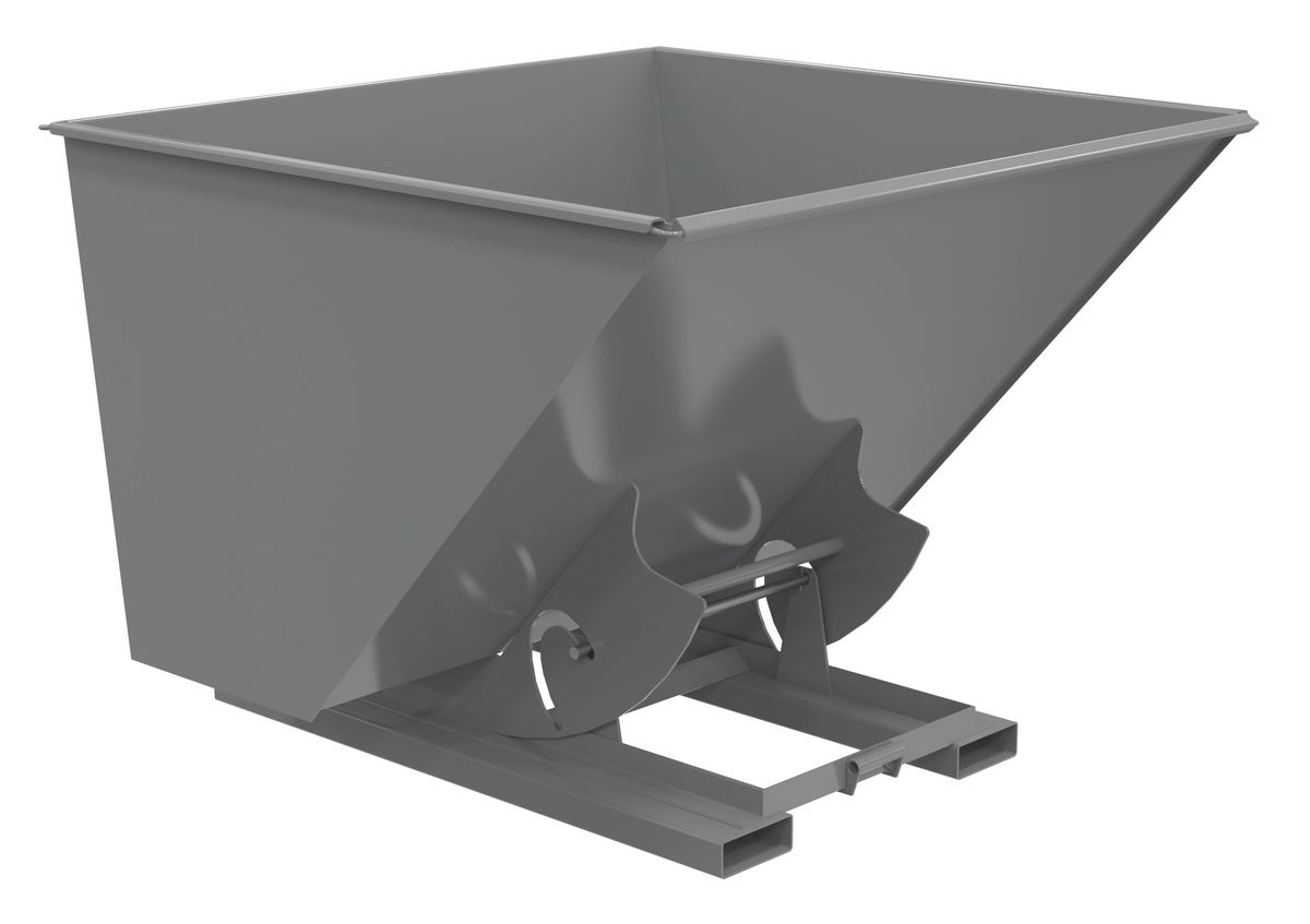 Vestil Steel Heavy Duty No Bump and Dump Hopper - 2-1/2 Cubic Yard 6000 lb - Battleship Gray