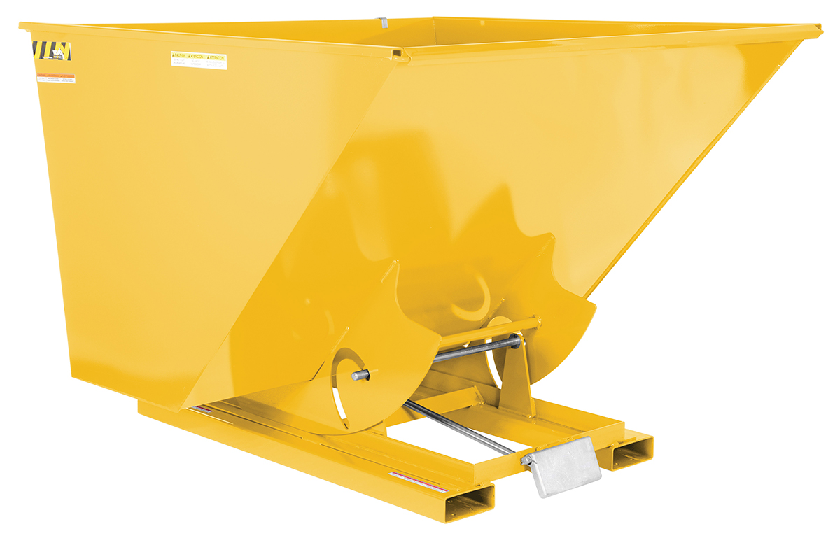 Vestil Steel Light Duty Self Dumping Hopper - 2-1/2 Cubic Yard 2000 lb - Yellow