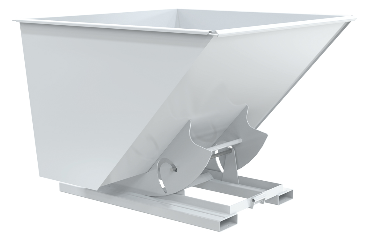 Vestil Steel Medium Duty No Bump and Dump Hopper - 2-1/2 Cubic Yard 4000 lb - White