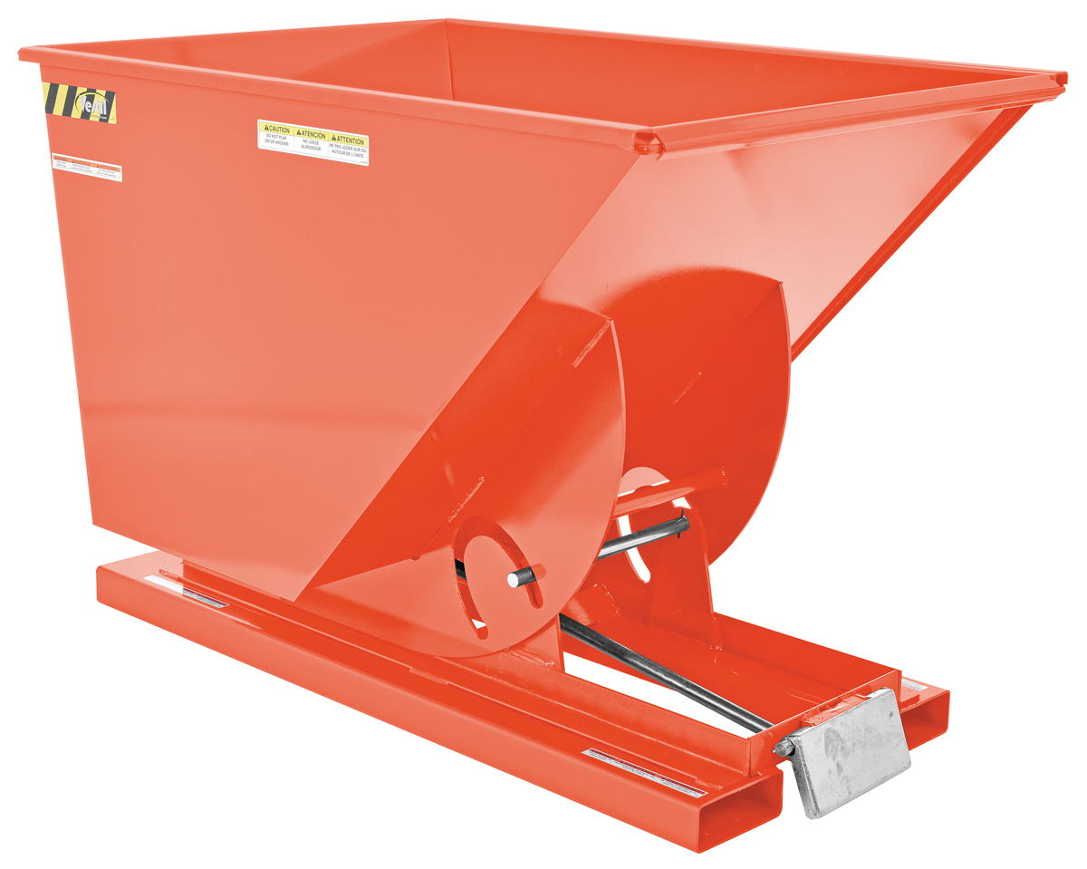 Vestil Steel Medium Duty Self Dumping Hopper - 1 Cubic Yard 4000 lb - Orange