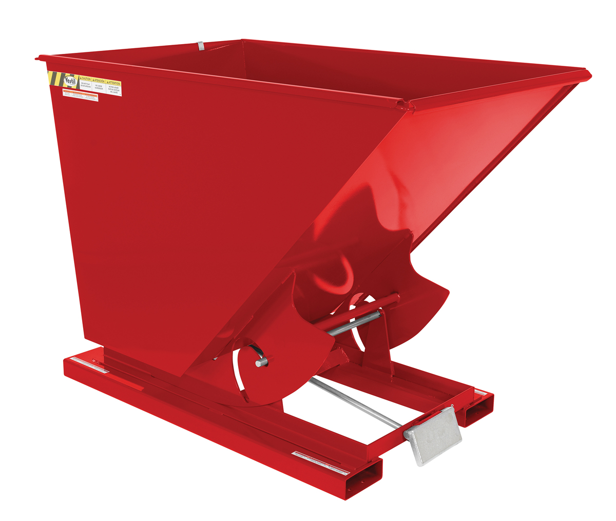 Vestil Steel Light Duty Self Dumping Hopper - 1-1/2 Cubic Yard 2000 lb - Soda Red