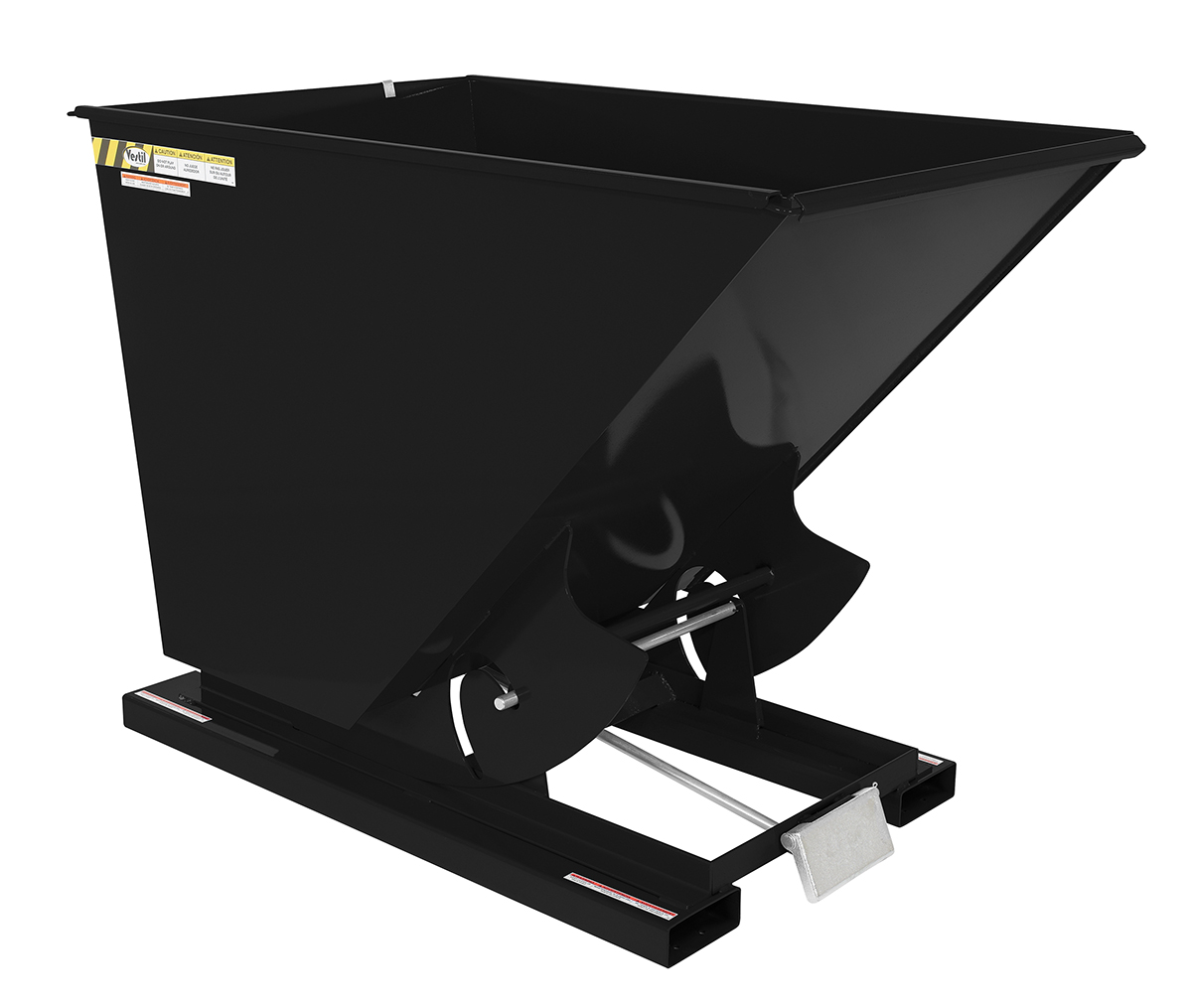 Vestil Steel Heavy Duty Self Dumping Hopper - 1-1/2 Cubic Yard 6000 lb - Semi Gloss Black