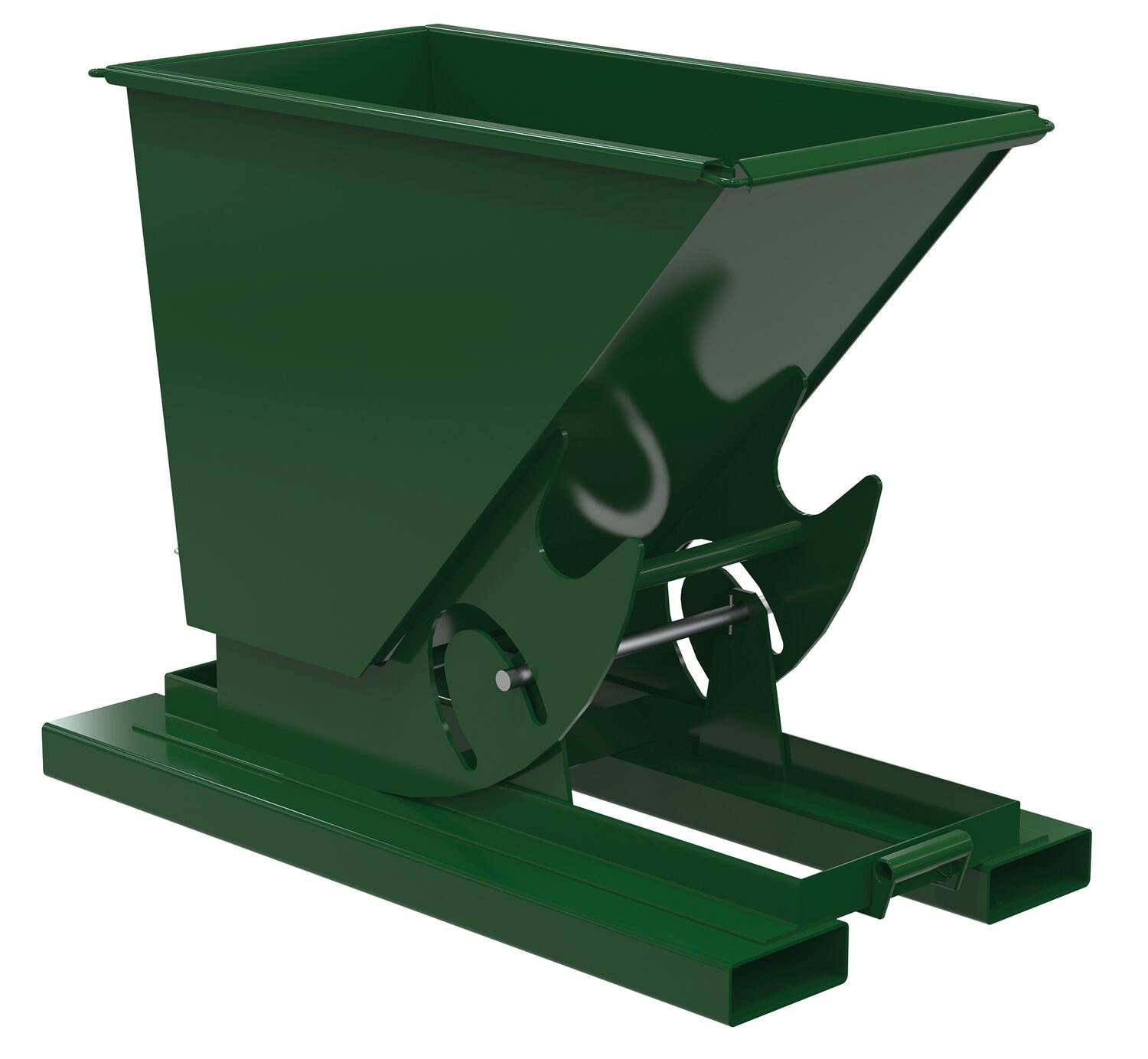 Vestil Steel Heavy Duty No Bump and Dump Hopper - 1/4 Cubic Yard 6000 lb - Hunter Green
