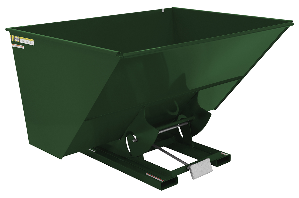 Vestil Steel Heavy Duty Self Dumping Hopper - 3 Cubic Yard 6000 lb - Hunter Green