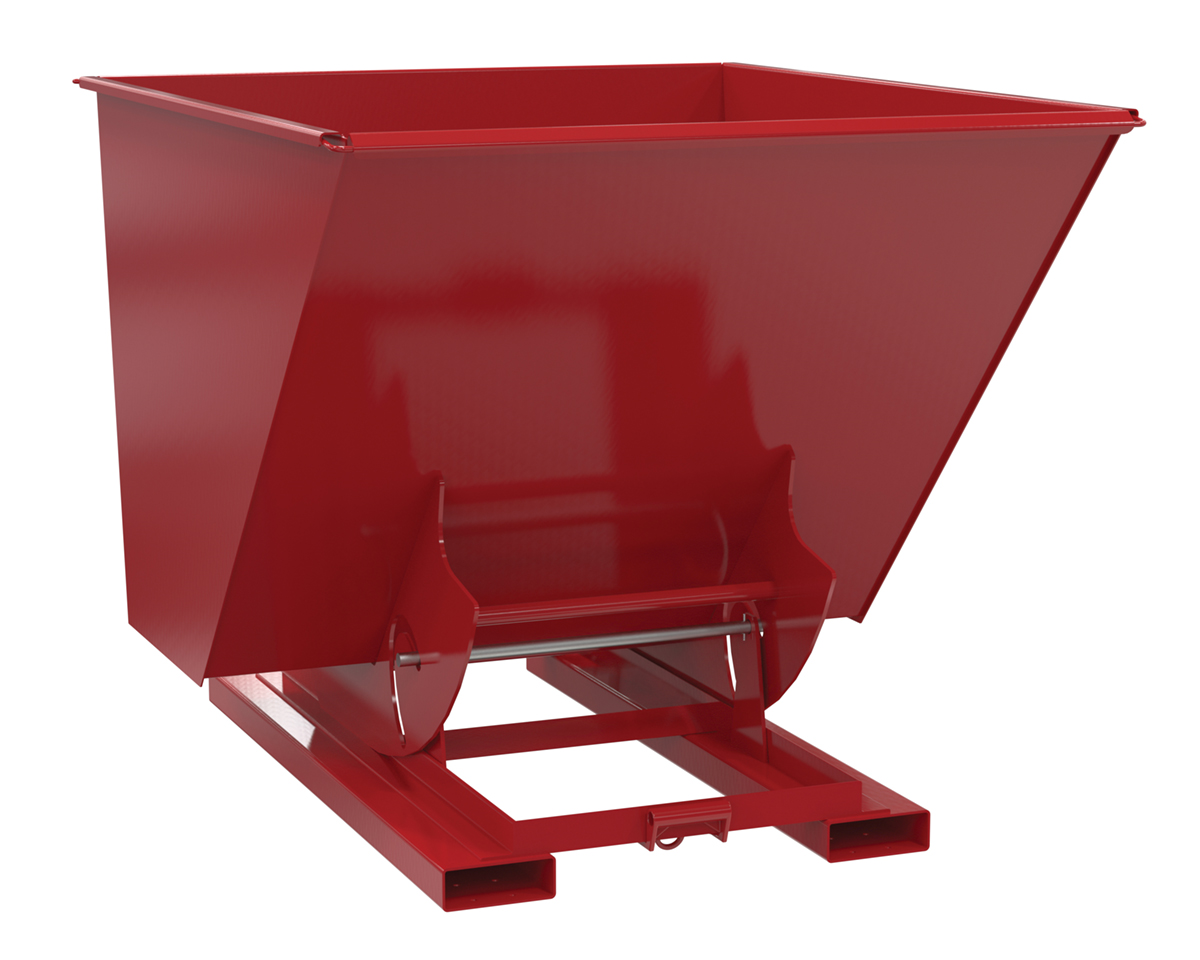 Vestil Steel Medium Duty No Bump and Dump Hopper - 2 Cubic Yard 4000 lb - Soda Red