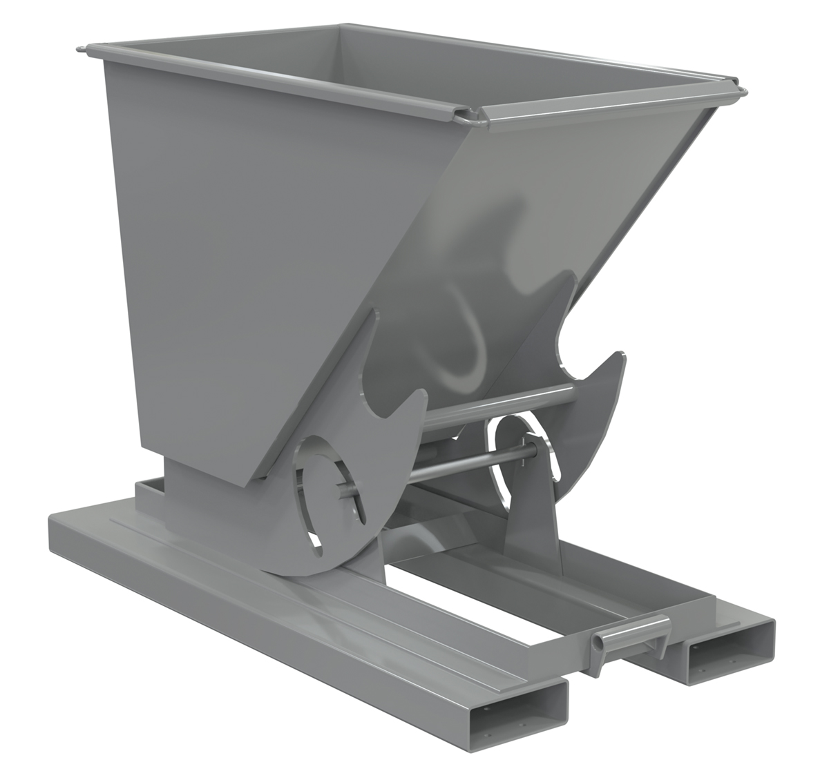 Vestil Steel Medium Duty No Bump and Dump Hopper - 1/4 Cubic Yard 4000 lb - Battleship Gray