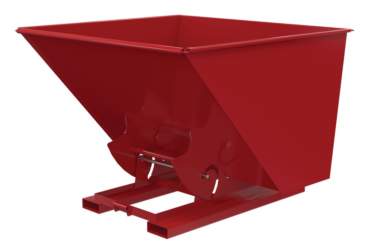 Vestil Steel Heavy Duty No Bump and Dump Hopper - 2-1/2 Cubic Yard 6000 lb - Soda Red