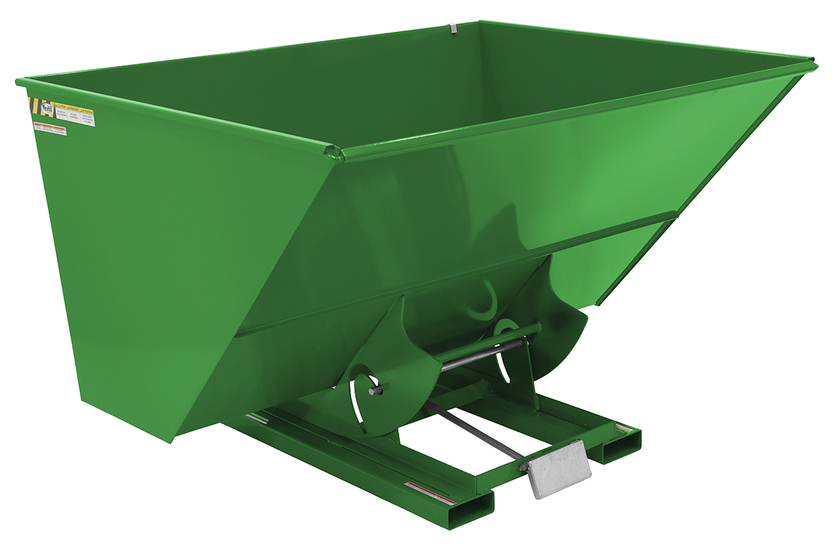 Vestil Steel Heavy Duty Self Dumping Hopper - 3 Cubic Yard 6000 lb - Green